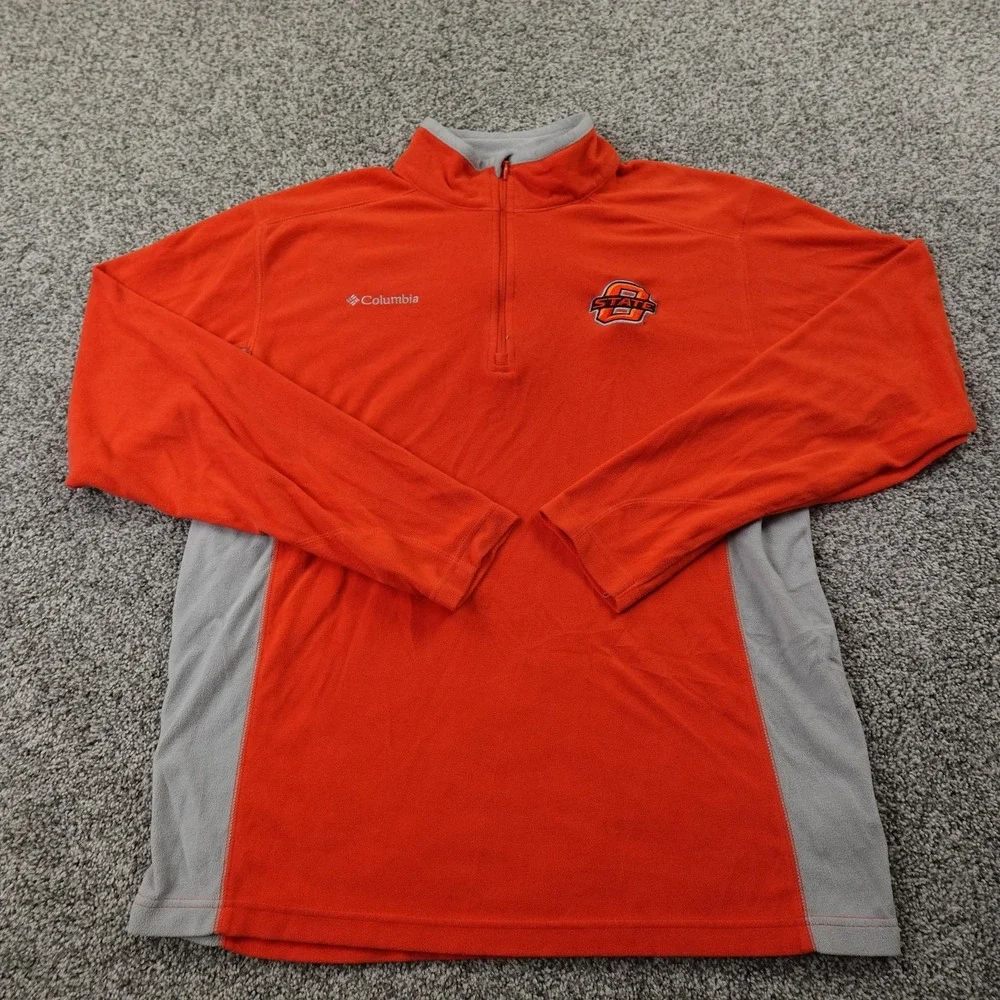 Oklahoma State Cowboys Pullover Mens M Orange‎ NCAA Football Columbia 1/4 Zip